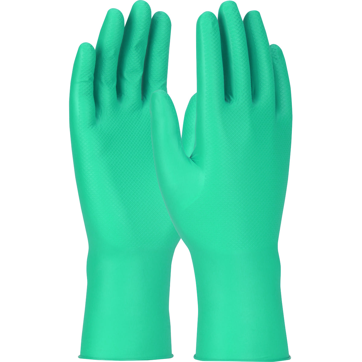 Grippaz 67-308G – Extended Use Ambidextrous Green Nitrile Glove with Textured Fish Scale Grip - 8 Mil - Bagged
