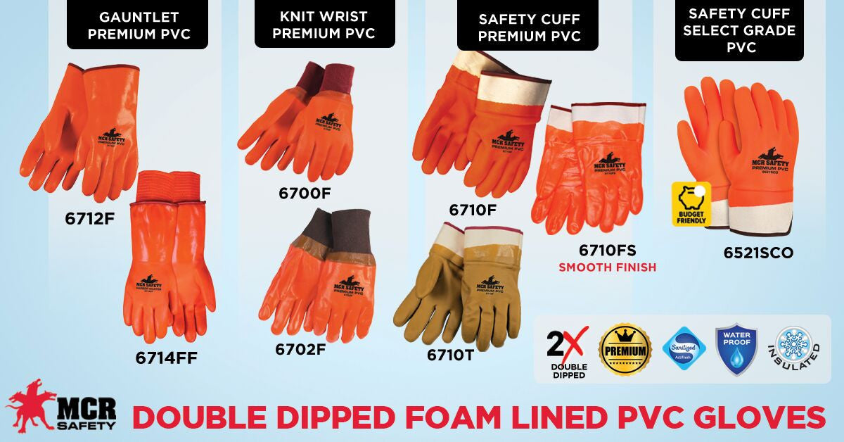 PVC Coated Insulated Work Gloves, Double-Dipped, Sandy Texture, Safety Cuff