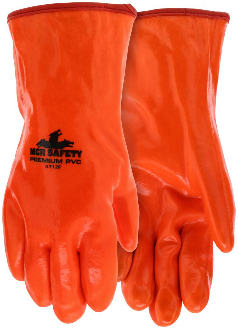 PVC-Coated Insulated Work Gloves, Hi-Vis Orange, Foam Lined, 12-Inch Gauntlet Cuff