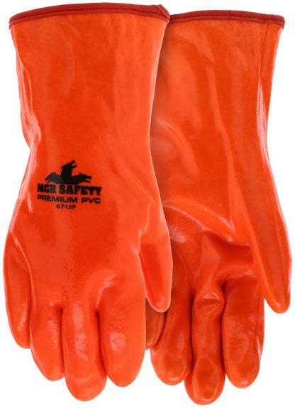 PVC-Coated Insulated Work Gloves, Hi-Vis Orange, Foam Lined, 12-Inch Gauntlet Cuff