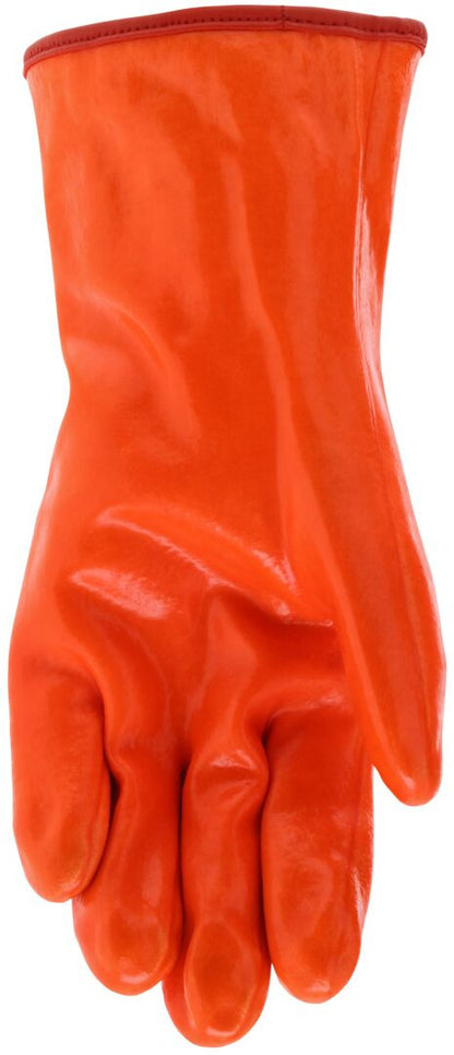 PVC-Coated Insulated Work Gloves, Hi-Vis Orange, Foam Lined, 12-Inch Gauntlet Cuff
