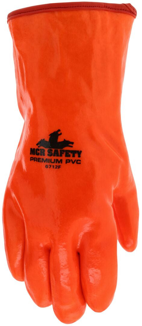 PVC-Coated Insulated Work Gloves, Hi-Vis Orange, Foam Lined, 12-Inch Gauntlet Cuff