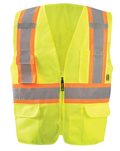 Mesh Two-Tone Surveyor X-Back Vest W/Zipper