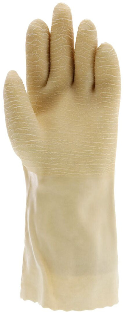 Latex Rubber-Coated Work Gloves, Crinkle Finish, Interlock Lining, 12-Inch Gauntlet Cuff