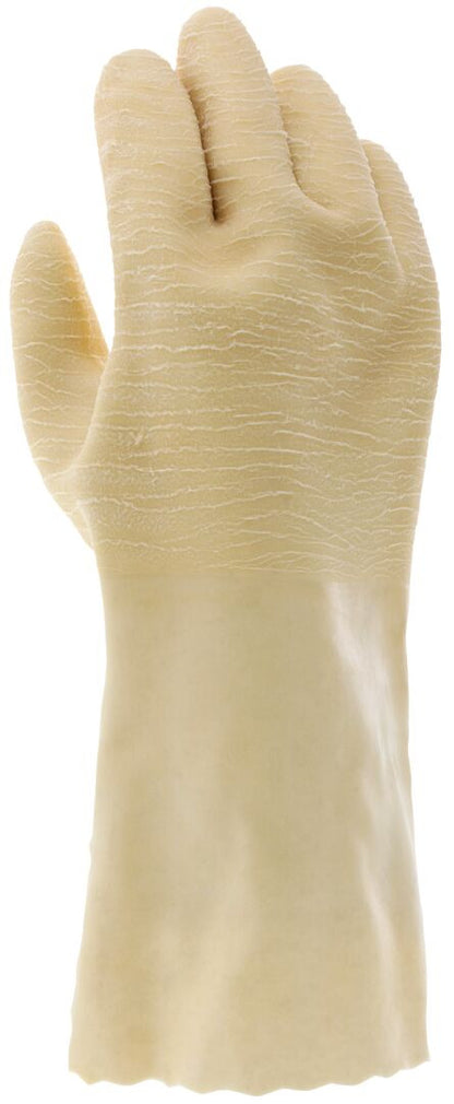 Latex Rubber-Coated Work Gloves, Crinkle Finish, Interlock Lining, 12-Inch Gauntlet Cuff