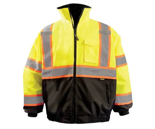 Occunomix 2-In-1 Black Bottom X-Back Quilted Bomber Jacket Hi-Vis Jackets Yellow S model LUX-350-B2X-YS