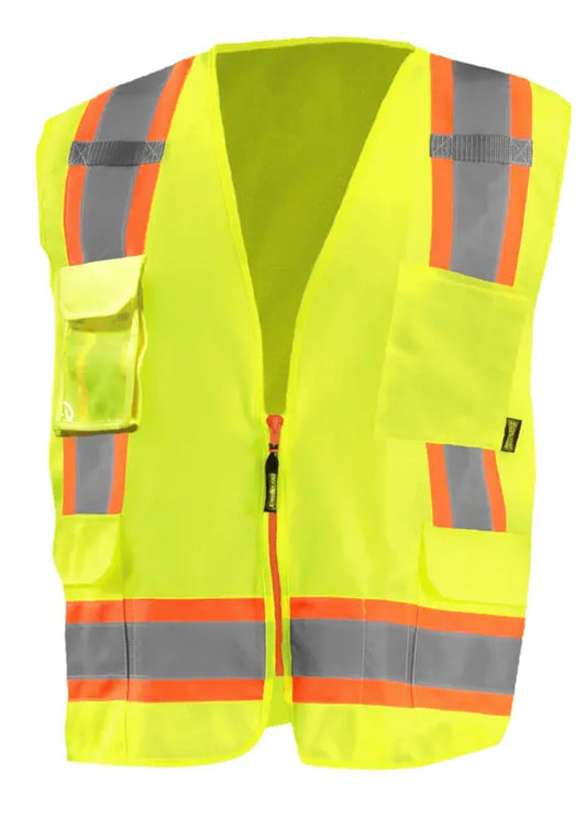 Occunomix Sustainable Two-Tone Solid/Mesh Vest Hi-Vis Safety Vests Yellow S model LUX-RYSM2T-YS