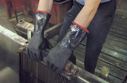 Black Jack Neoprene Coated Gauntlet Gloves, Etched Rough, Foam Lined, 14