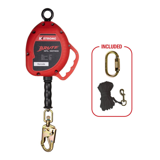 KStrong® BRUTE™ 30 ft. Galvanized Steel Cable SRL with Swivel Snap Hook. Includes Installation Carabiner and Tagline (ANSI)