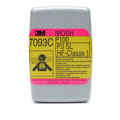 3M™ Hydrogen Fluoride Cartridge/Filter 7093C, P100, with Nuisance Level Organic Vapor and Acid Gas Relief, 12 EA / BX