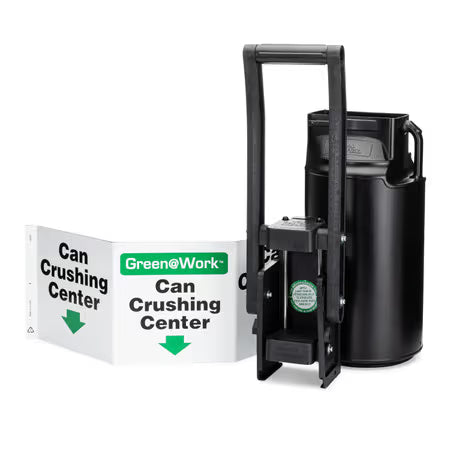 ZING Can Crusher Kit: Can Crusher With Collection Barrel, (1) "Can Crushing Center" Triview Sign