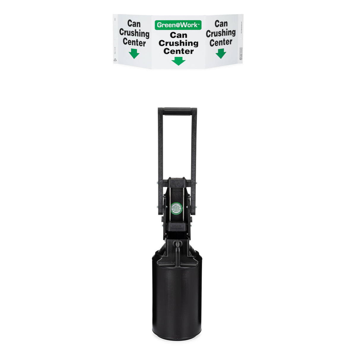 ZING Can Crusher Kit: Can Crusher With Collection Barrel, (1) "Can Crushing Center" Triview Sign - official Zing product image 4