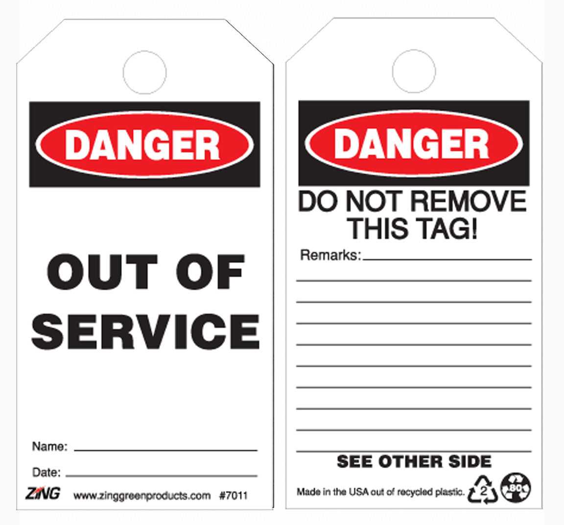 Eco Safety Tag, DANGER Out of Service, 5.75Hx3W, 10 Pack