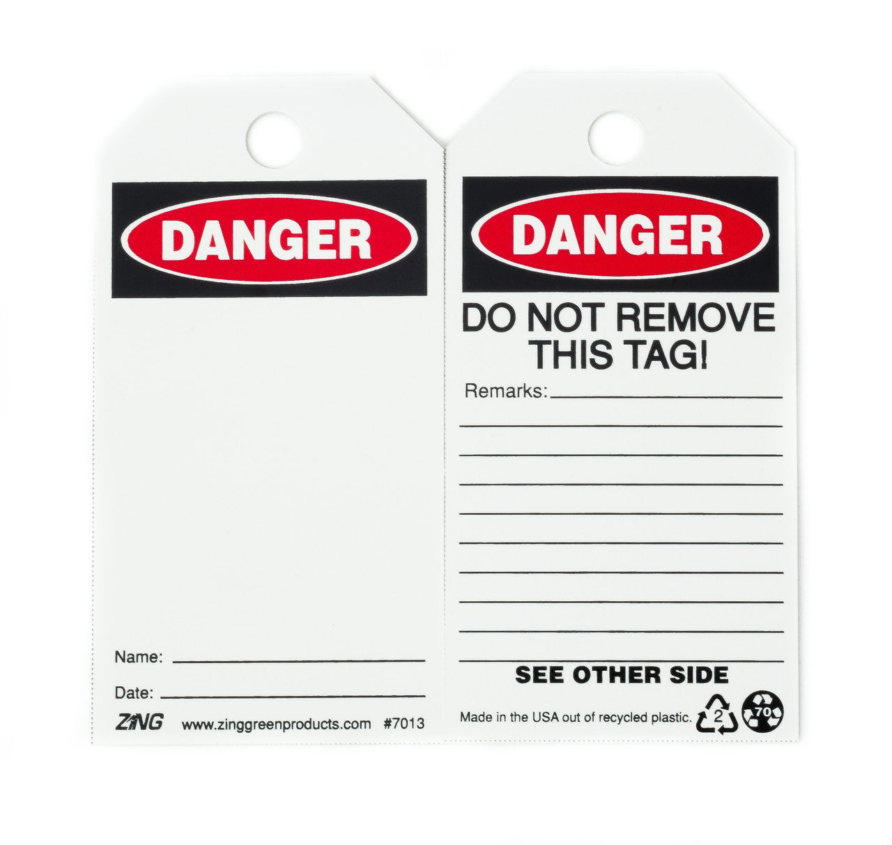 ZING Safety Tag Danger Blank LOTO Tag 3X5.5 10/Pk - official Zing product image 1