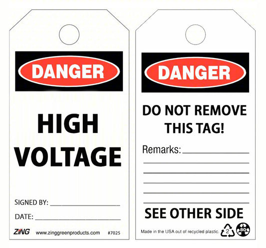 ZING Sign, Danger High Voltage, 10X14, Adhesive - 2103S