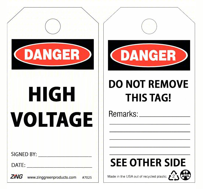 ZING Sign, Danger High Voltage, 10X14, Plastic - 2103