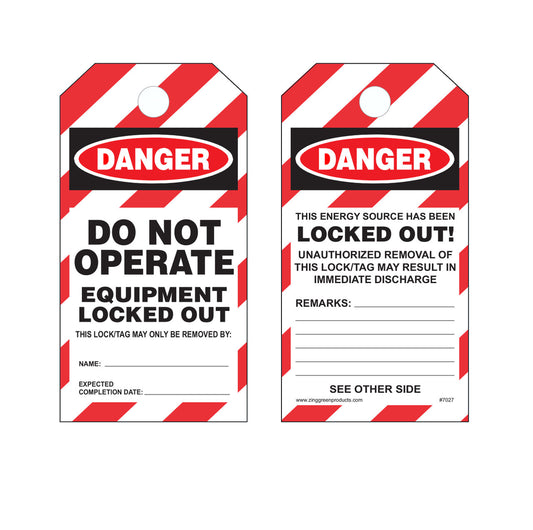 ZING Safety Tag - Do Not Operate/ Striped, 3X5.5 10/Pk - official Zing product image 1