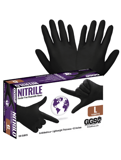 Global Glove - 705BPFE - Disposable Gloves - nitrile coating - black