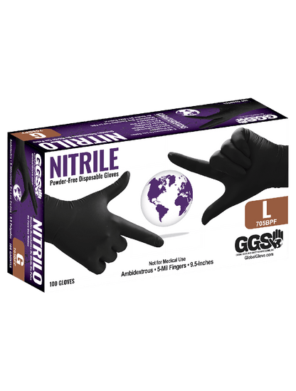 Global Glove - 705BPF - Disposable Gloves - nitrile coating - black