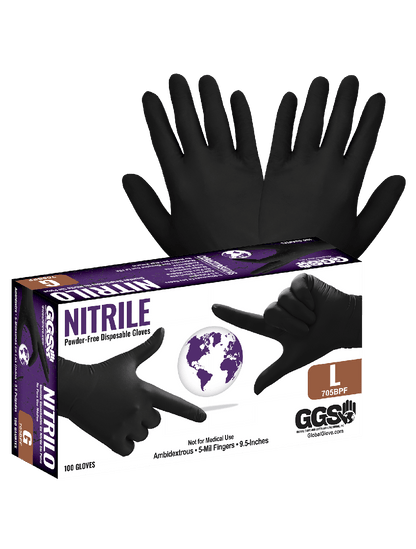 Global Glove - 705BPF - Disposable Gloves - nitrile coating - black