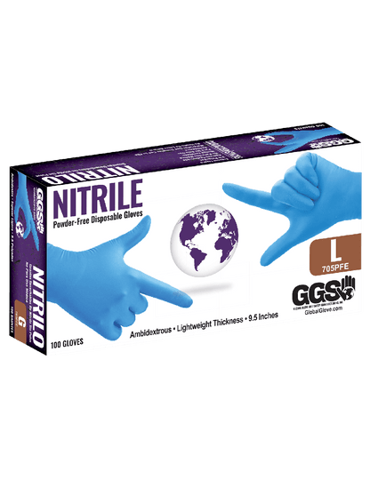 Global Glove - 705PFE - Disposable Gloves - nitrile coating - blue