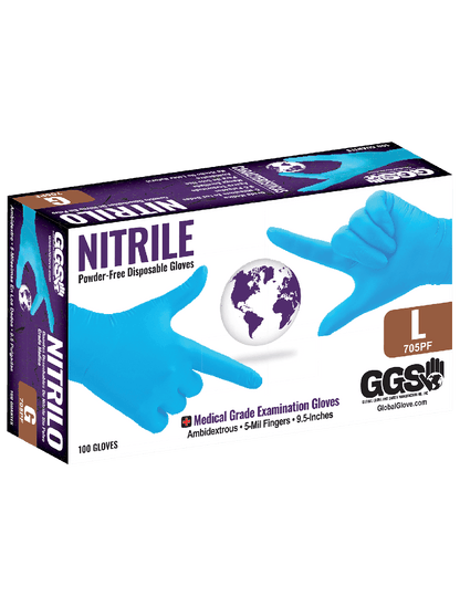 Global Glove - 705PF - Disposable Gloves - nitrile coating - blue