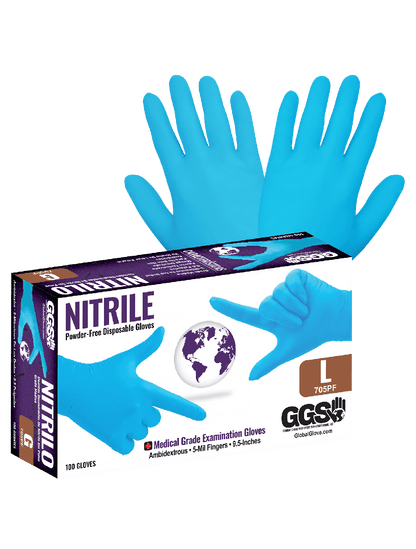 Global Glove - 705PF - Disposable Gloves - nitrile coating - blue