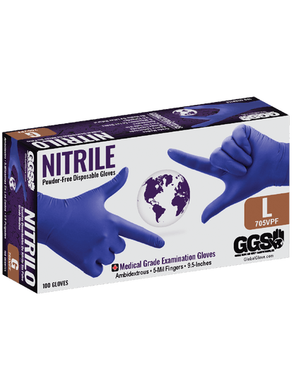 Global Glove - 705VPF - Disposable Gloves - nitrile coating - blue