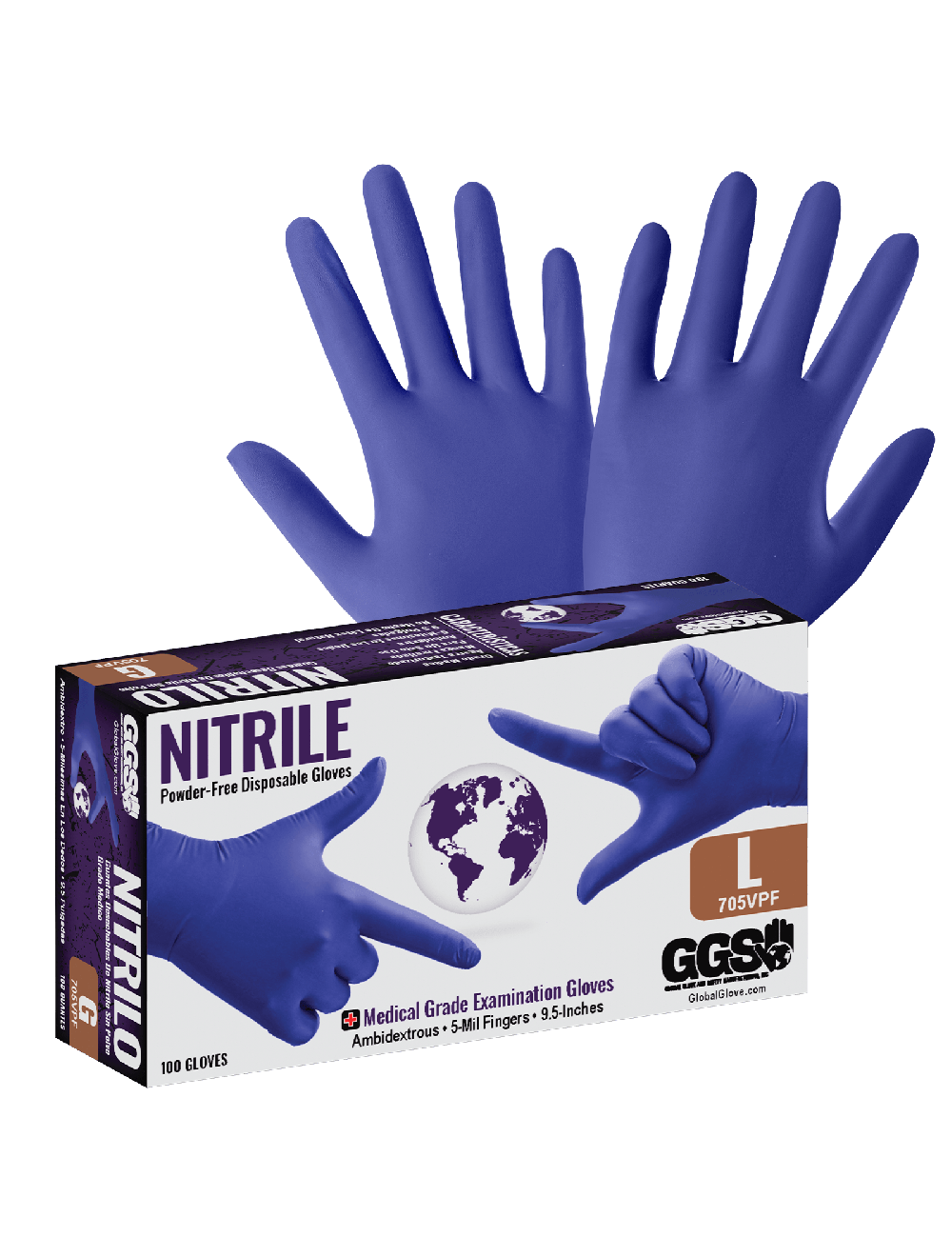 Nitrile, 705VPF Disposable Gloves - nitrile - blue
