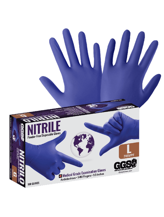 Nitrile, 705VPF Disposable Gloves - nitrile - blue