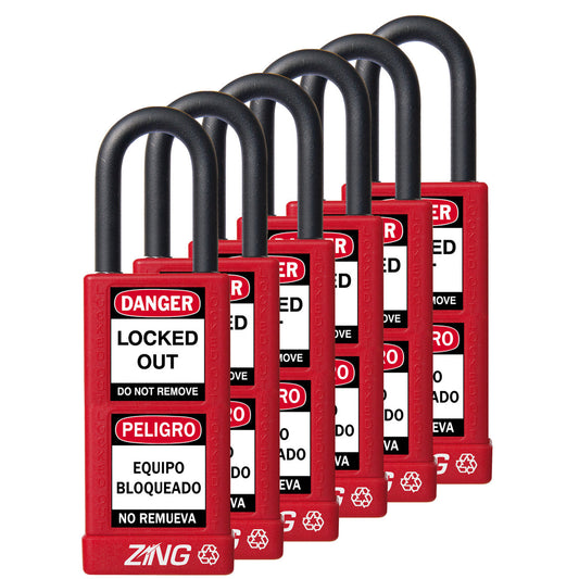 Padlock, Keyed Alike Set (6), Red