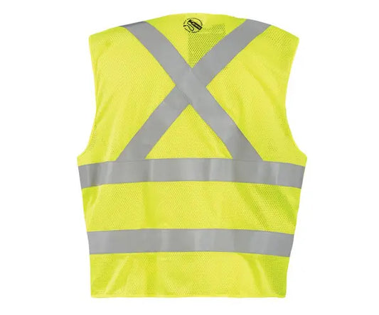 Occunomix Mesh Self-Extinguishing X-Back Breakaway Vest W/Quick Release Zipper Flame Resistant Safety Apparel Orange S model