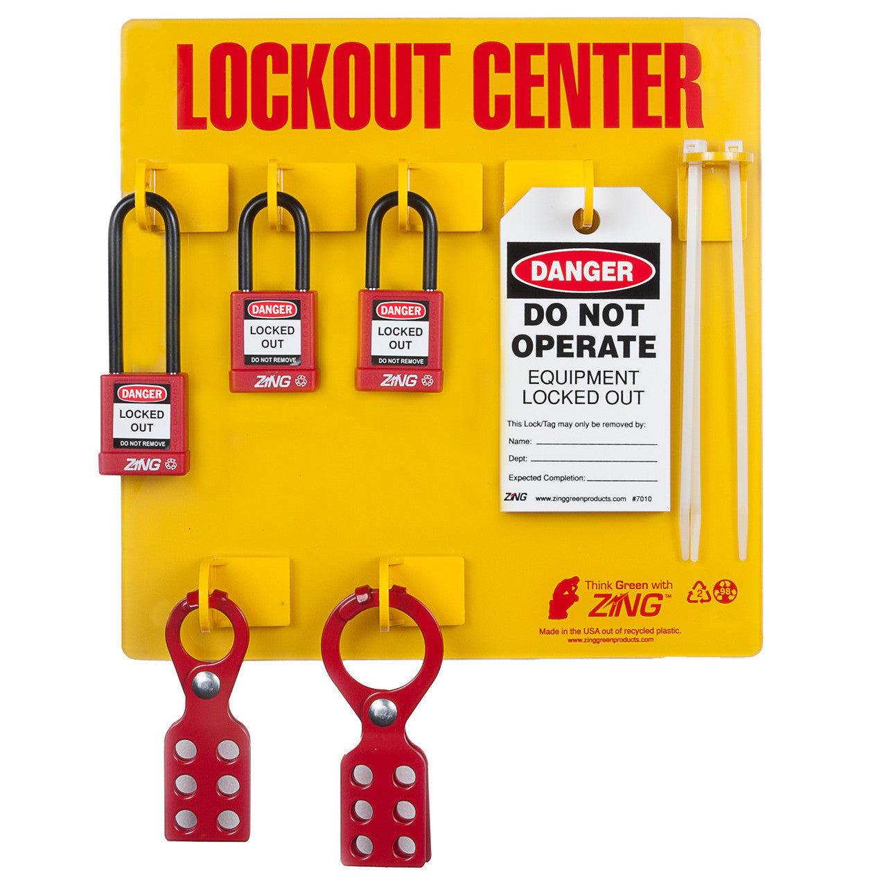 ZING Lockout Tagout Station - 3 Padlocks - 7113