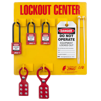 ZING Lockout Tagout Station - 3 Padlocks - 7113