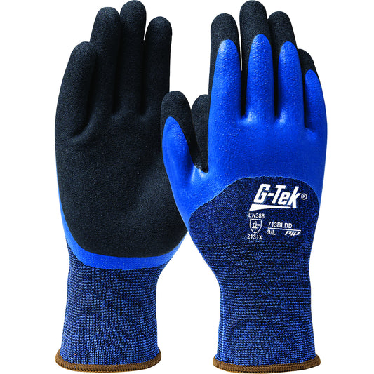 G-Tek® Seamless Knit Polyester Glove with Double Dipped Latex Sandy Foam Grip - 3/4 Dip