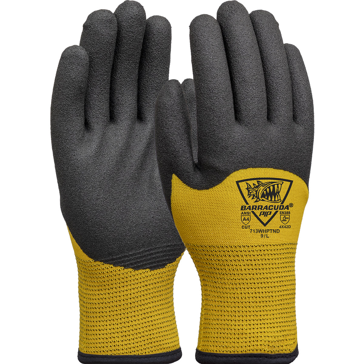 G-Tek 713WHPTND – Seamless Knit HPPE/Nylon Glove with Acrylic Lining and PVC Foam Grip on Palm, Fingers & Knuckles