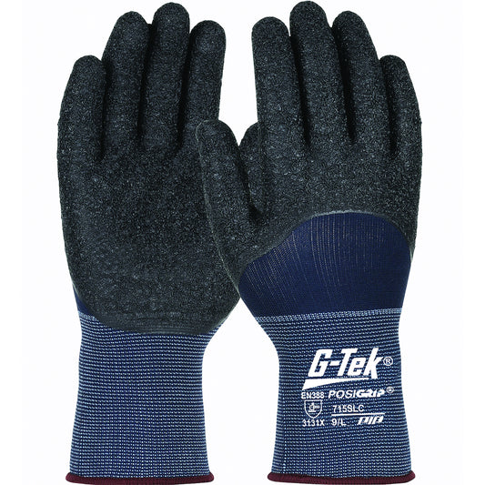 G-Tek® PosiGrip®: Seamless Knit Nylon Glove with Latex Coated Crinkle Grip on Palm, Fingers & Knuckles - 15 Gauge