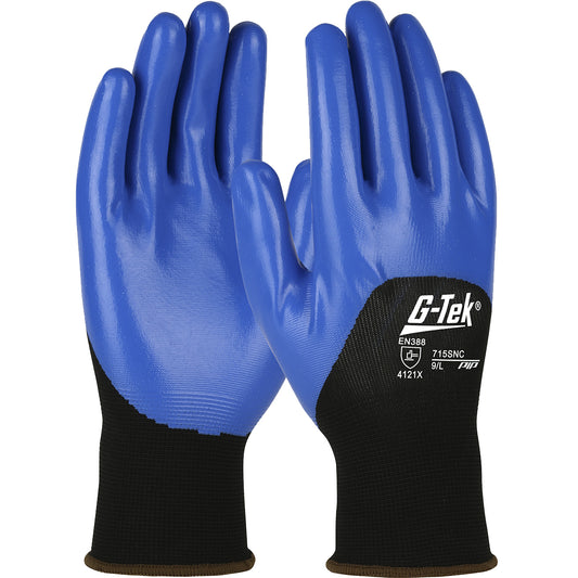 G-Tek®: Economy Seamless Knit Nylon Glove with Nitrile Coated Smooth Grip on Palm, Fingers & Knuckles - 15 Gauge