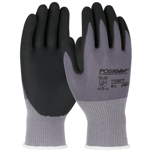 PosiGrip®: Seamless Knit Nylon/Spandex Glove with Nitrile Coated Foam Grip on Palm & Fingers - 15 Gauge