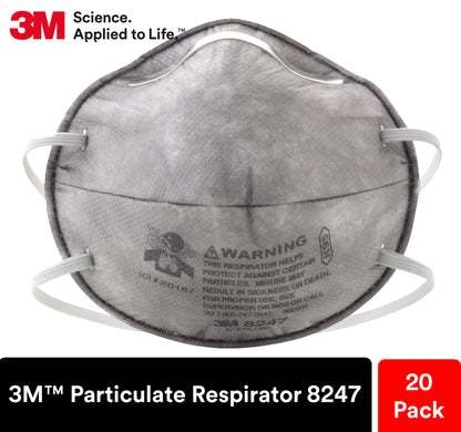 3M™ Particulate Respirator 8247, R95, with Nuisance Level Organic Vapor Relief 20 EA / BX