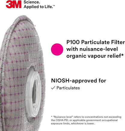 3M™ Advanced Particulate Filter 2297, P100, with Nuisance Level Organic Vapor Relief, 100 EA/Case