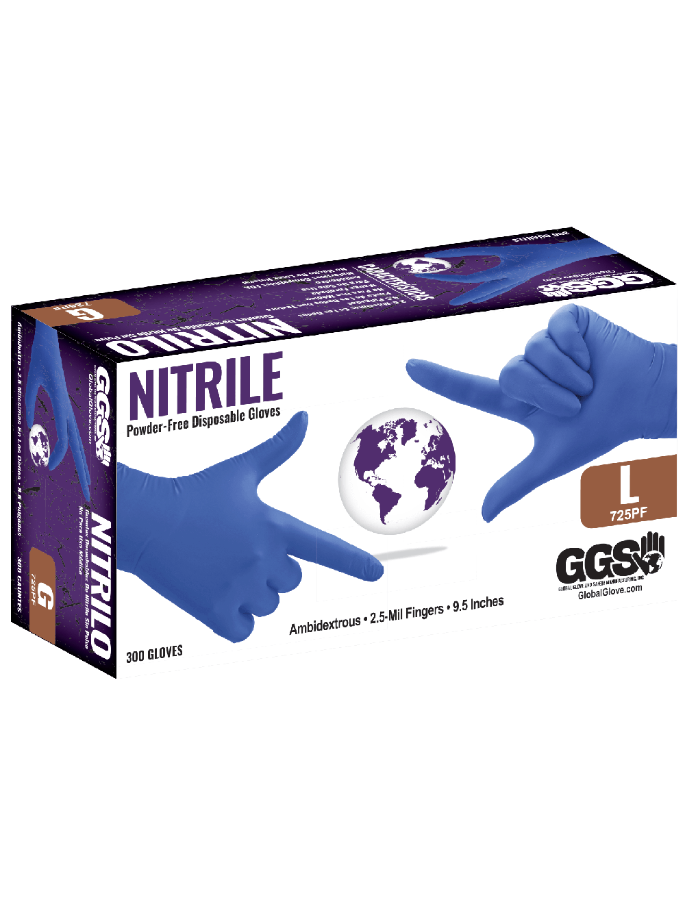 Global Glove - 725PF - Disposable Gloves - nitrile coating - blue