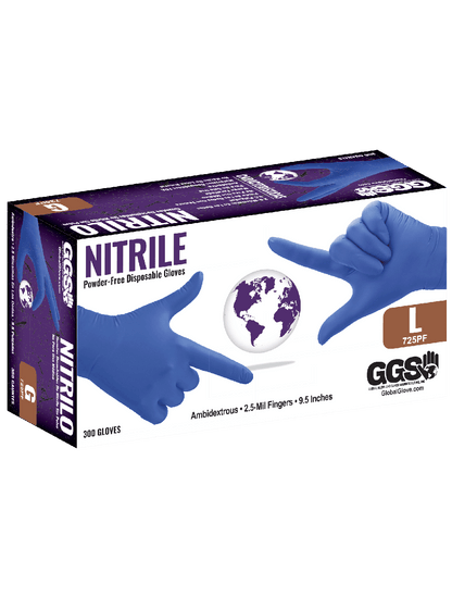 Global Glove - 725PF - Disposable Gloves - nitrile coating - blue