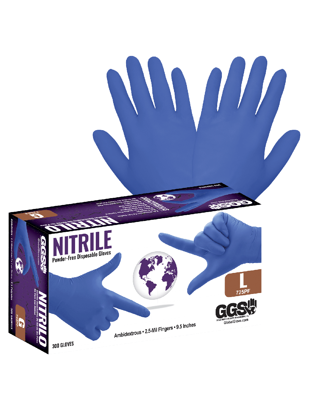 Global Glove - 725PF - Disposable Gloves - nitrile coating - blue