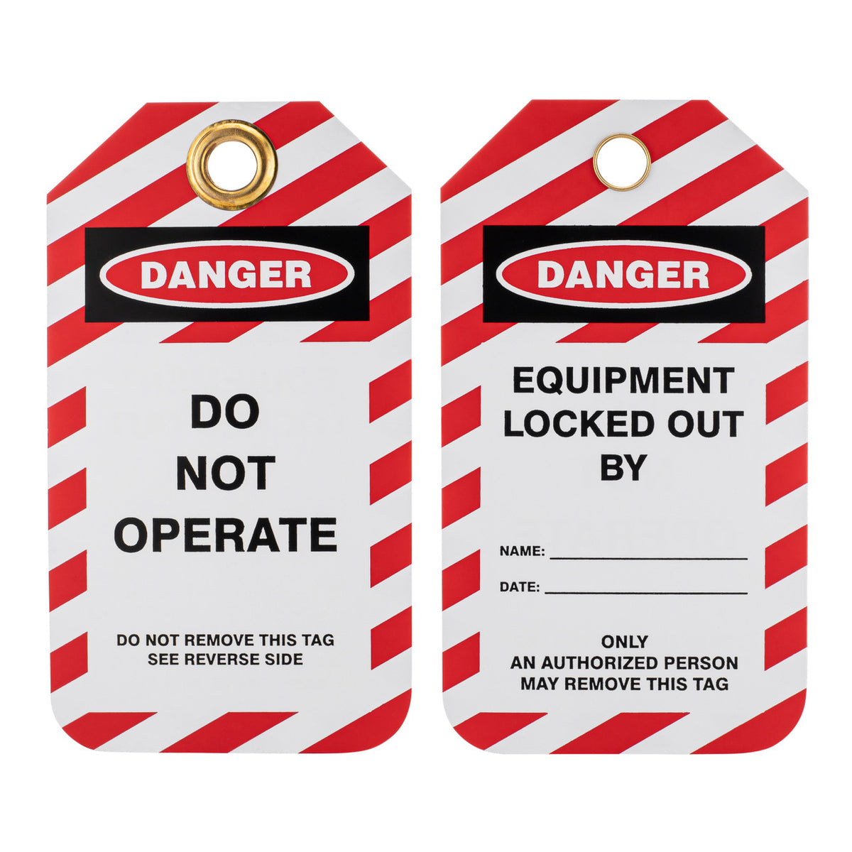 ZING Lockout Tags-Do Not Operate, Pkgs. Of 10, .7 Mm Plastic With Brass Grommet -- Striped - Unbranded - official Zing product image 2