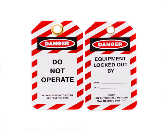 ZING Lockout Tags-Do Not Operate, Pkgs. Of 10, .7 Mm Plastic With Brass Grommet -- Striped - Unbranded - official Zing product image 1