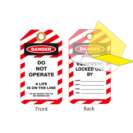 ZING Lockout Tag, Do Not Operate Self Laminating Tag, 10/Pk. Plastic, Clear Laminating Cover - official Zing product image 1