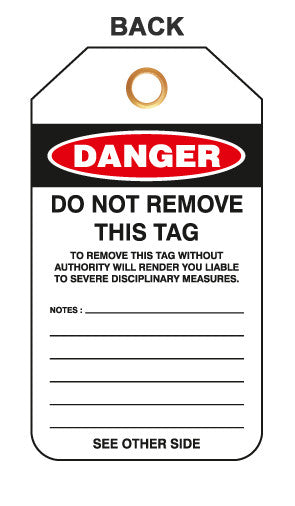 ZING Lockout Tags-Do Not Operate, Maintenance Dept. Pkgs. Of 10, .7 Mm Plastic With Brass Grommet - Unbranded - official Zing product image 2