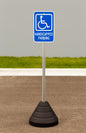 ZING Sign Base, 72 Lb, Post And Handicapped Parking Sign With Graphic