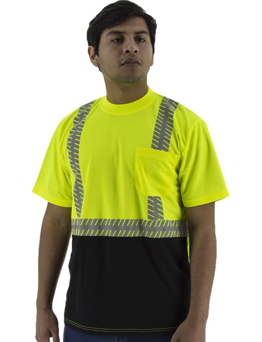 High Visibility Short Sleeve Shirt with Reflective Chainsaw Striping, ANSI 2, R